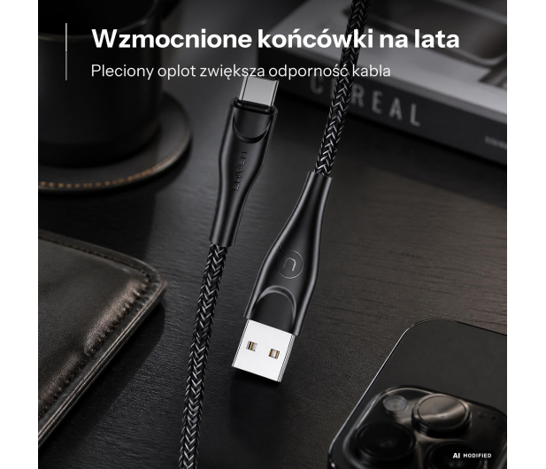 USAMS Kabel pleciony U41 USB-C 1m 2A czarny SJ392USB01 - 1569064 - zdjęcie 3
